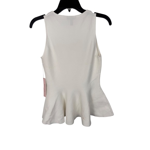 AQUA‎ White Peplum Top Sleeveless Knit Tank Flared Hem Modern Size M - Picture 5 of 9